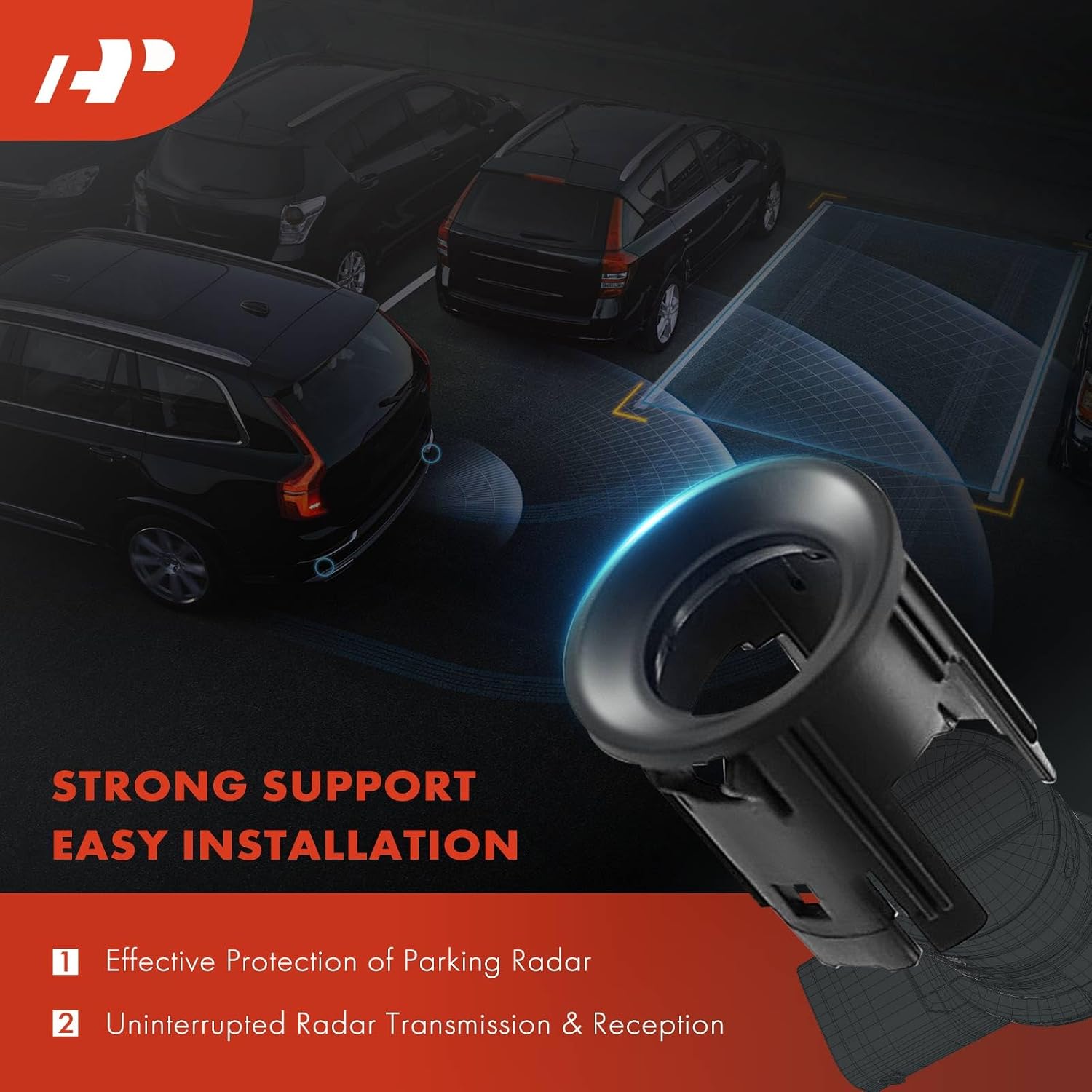 A-Premium 4-PC Front Inner or Outer Parking Assist Sensor Retainer Bezels Compatible with Ram Models - 1500 2019-2024, with Advanced Park Assist System