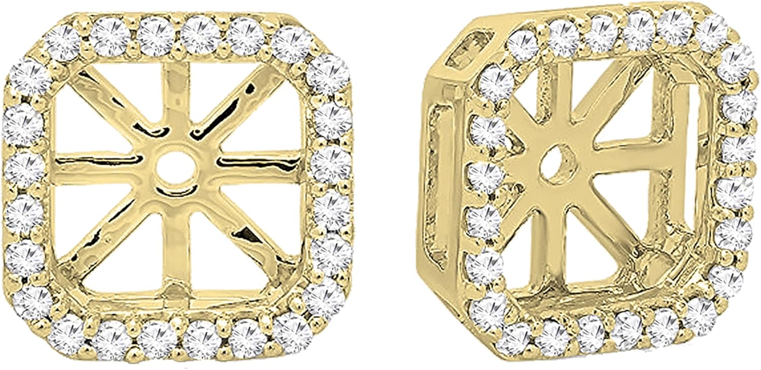 Dazzlingrock Collection 0.26 Ctw Round White Natural Diamond Removable Jackets For Stud Earrings in Real Solid Gold
