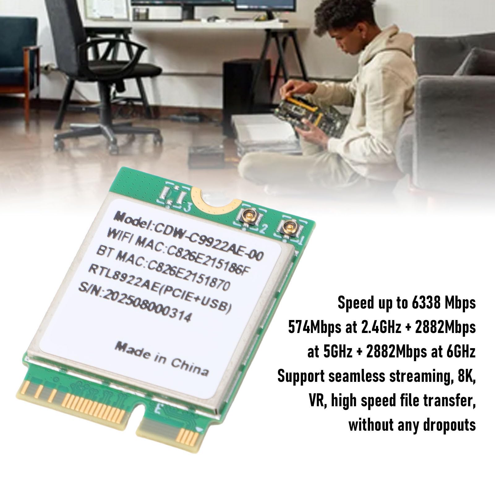Supporto scheda WiFi 7 per computer desktop 10 11 Scheda di rete wireless a tripla banda M.2 6G 5G 2.4G con doppia antenna incorporata