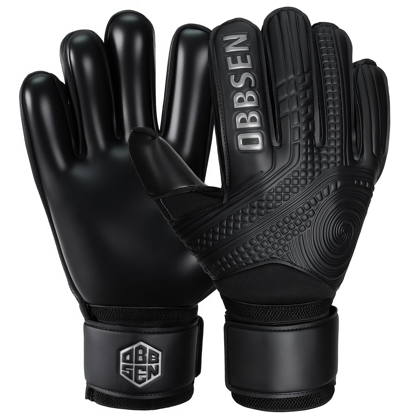 Obbsen Fußball Torwarthandschuhe mit Fingerschutz und doppeltem Handgelenkschutz, Torwarthandschuhe die Starkem Grip für Kinder, Jugendliche und Erwachsene Herren und Damen