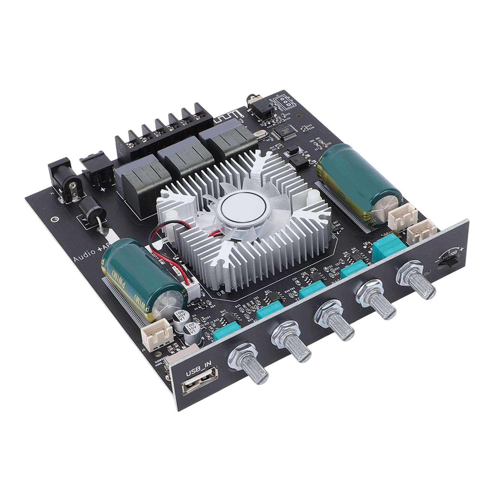 Módulo Amplificador Bluetooth Potente Amplificador de Potencia de Audio de 2.1 Canales para Entusiastas del Cine en Casa PCB de Cobre Tapa de 5 Perillas para de Sonido