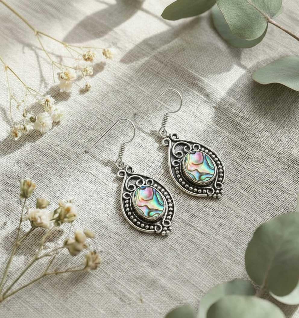 Handmade 925 Sterling Silver Plated Drop Dangle Earring Natural Gemstone Pearl, Rose Quartz, Tiger Eye, Carnelian Oval Boho Jewelry For Women