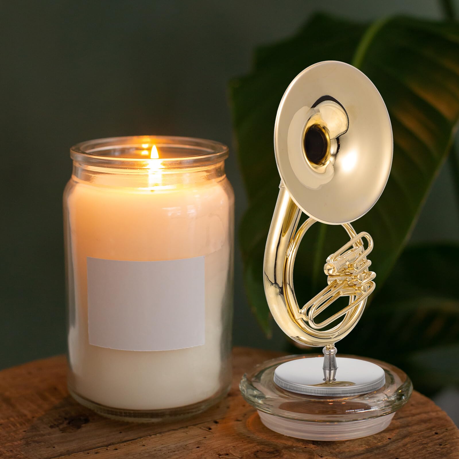 STOBAZA Kleiner Sousaphon Modell aus Kupfer Filigrane Tischdekoration für Wohn und Schreibtisch Kleines Zierinstrument mit Ständer und Kasten Langlebige Wohnaccessoire Dekoration