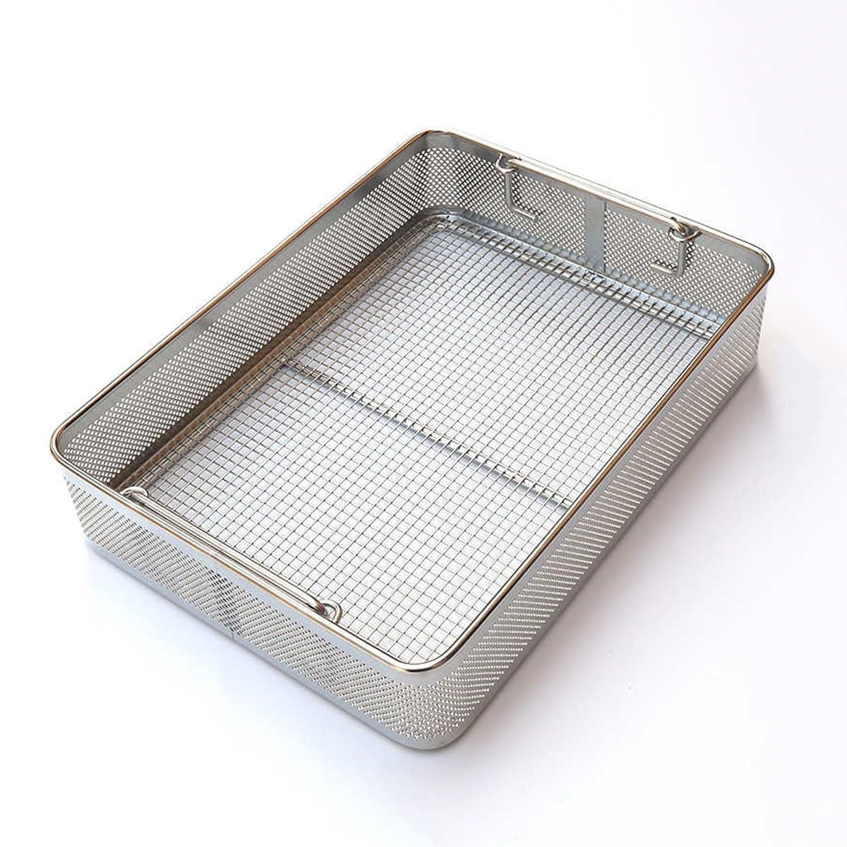 Instrument Tray and Mesh Perforated Baskets Sterilization Tray, with Handle Design,Surgical Instrument Loading Basket, for Surgical Medical Dental Instruments(40 * 20 * 7CM)