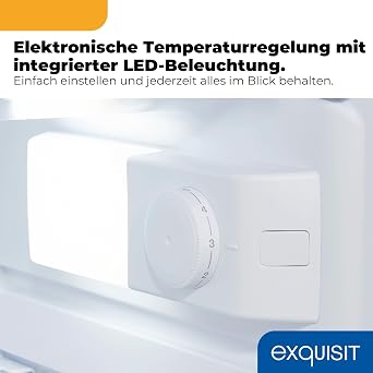 Exquisit Fridge with Freezer 109 L Net Capacity Energy Class E 40 dB(A) Compact Design 4-Star Freezer LED Lighting Manual Defrosting KS516-4-E-040E White [Energy Class E]