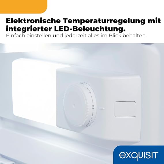 Exquisit Fridge with Freezer 109 L Net Capacity Energy Class E 40 dB(A) Compact Design 4-Star Freezer LED Lighting Manual Defrosting KS516-4-E-040E White [Energy Class E]