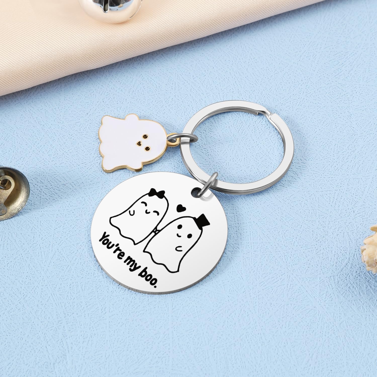 Halloween Gifts for Women Men, Halloween Boo Basket Stuffers for Girlfriend Boyfriend, Cute Couple Gift Keychain for Halloween Birthday Anniversary - Image 2