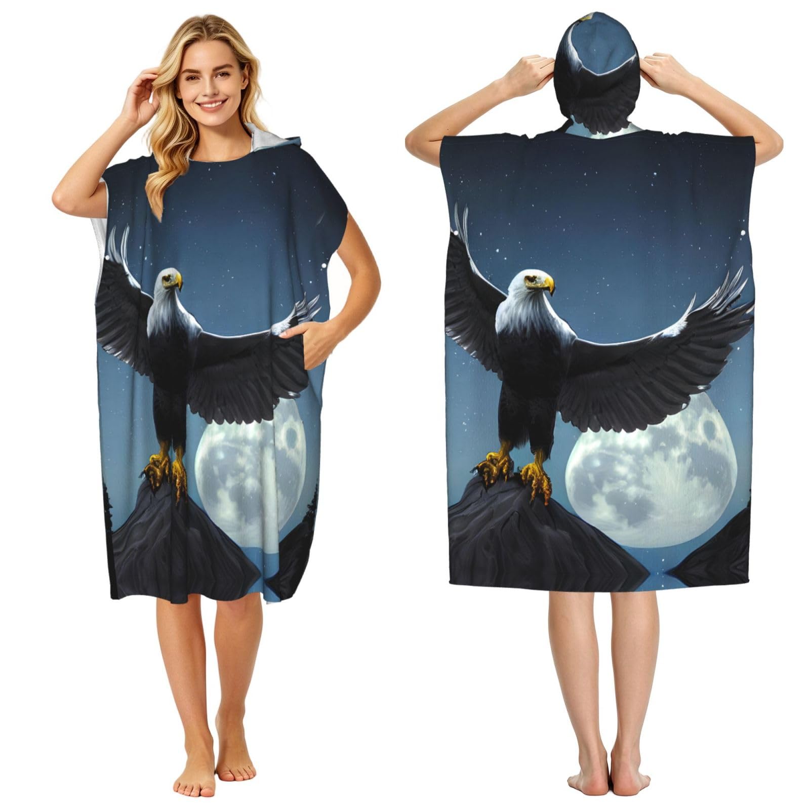 Bata cambiadora para adultos con bolsillos y capucha, poncho de surf 110 cm