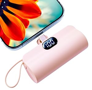Mini Power Bank Capsule Power Phone Charger 5500mAh Portable Charger with Dual USB-C Ports for iPhone 17 16