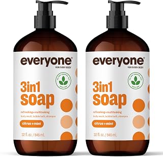Everyone 3-in-1 Soap, Body Wash, Bubble Bath, Shampoo, 32 Ounce (Pack of 2), Citrus and Mint, made with Essential Oils for Men and Women