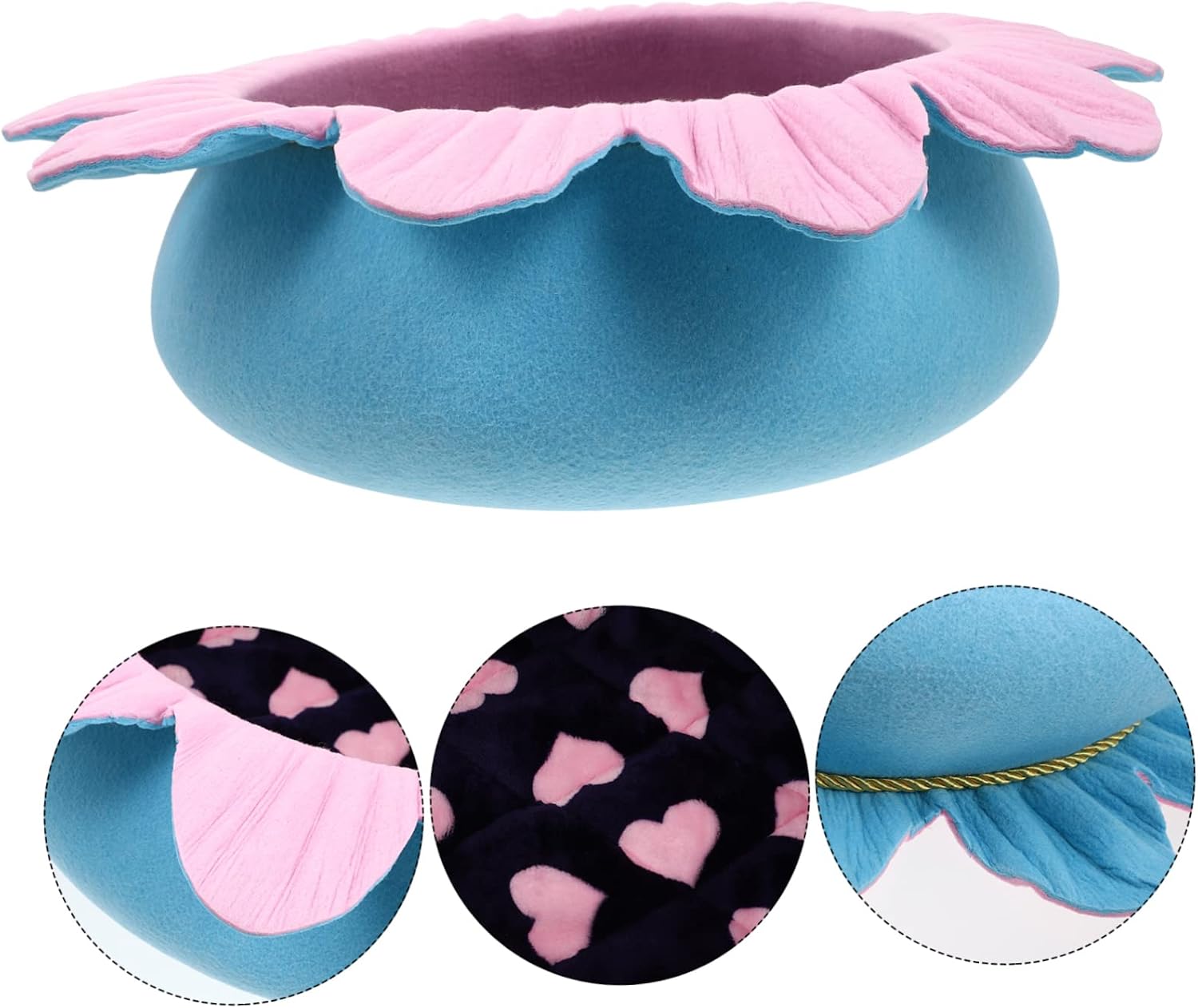 Sosoport Adorable Flower-Shaped Cat Bed Removable Cushion Breathable Felt Material Cozy Lounge for Indoor Cats and Kittens Cute Design and Colors
