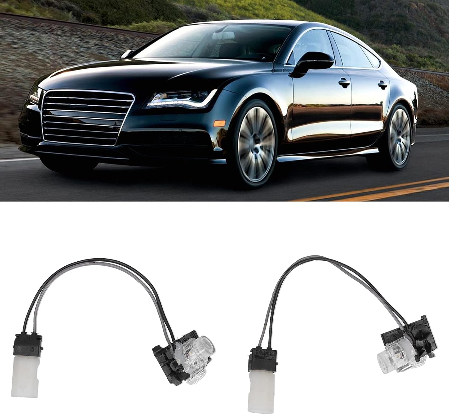 Aramox Door Handle Kit Fit for C7, Pair Door Handle Light Left Right Auto Exterior Ambient Lighting 4H0947133A/134A