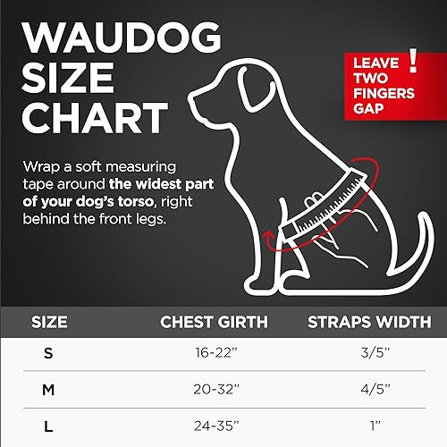 Miniatura 3 de WAUDOG Arnés impermeable para perro, arnés ajustable para perros grandes, pequeños y medianos, arnés resistente con cierre de metal duradero y
