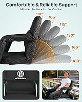 Vista 6 de HOPERAN Massage Heated Stadium Seats for Bleachers with Back Support & Lumbar Pillow, 3 Level Heating & 6 Modes Massage Portable Heated Stadium