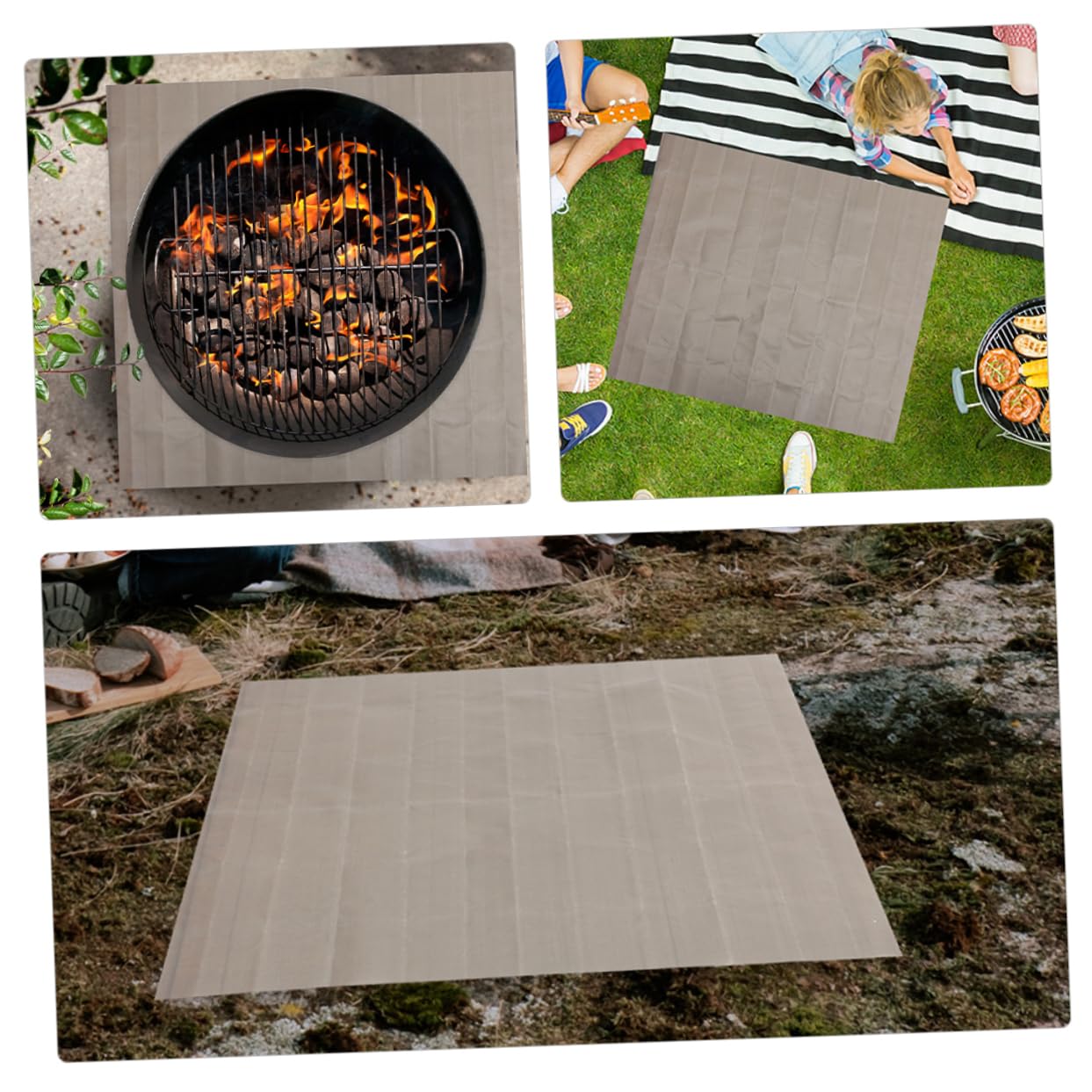 GALPADA 2Pcs Fireproof Mat for Fire Pit Durable Outdoor Fire Retardant Pad Heat Resistant BBQ Safety Protector for Camping Deck and Lawn Use