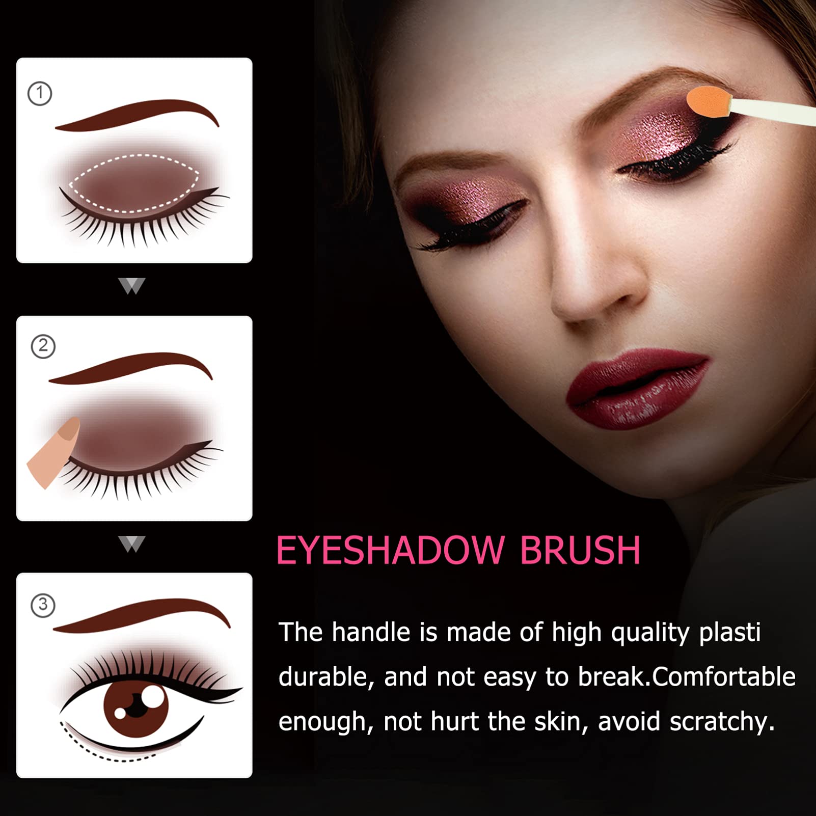 100pcs Double Ended Eyeshadow Brush Beauty Tools Beauty Sponges Double-sides Eye Brush Dual Ended Makeup Brush Eyeshadow Stick Makeup Tool Double Sided Emulsion Cosmetic