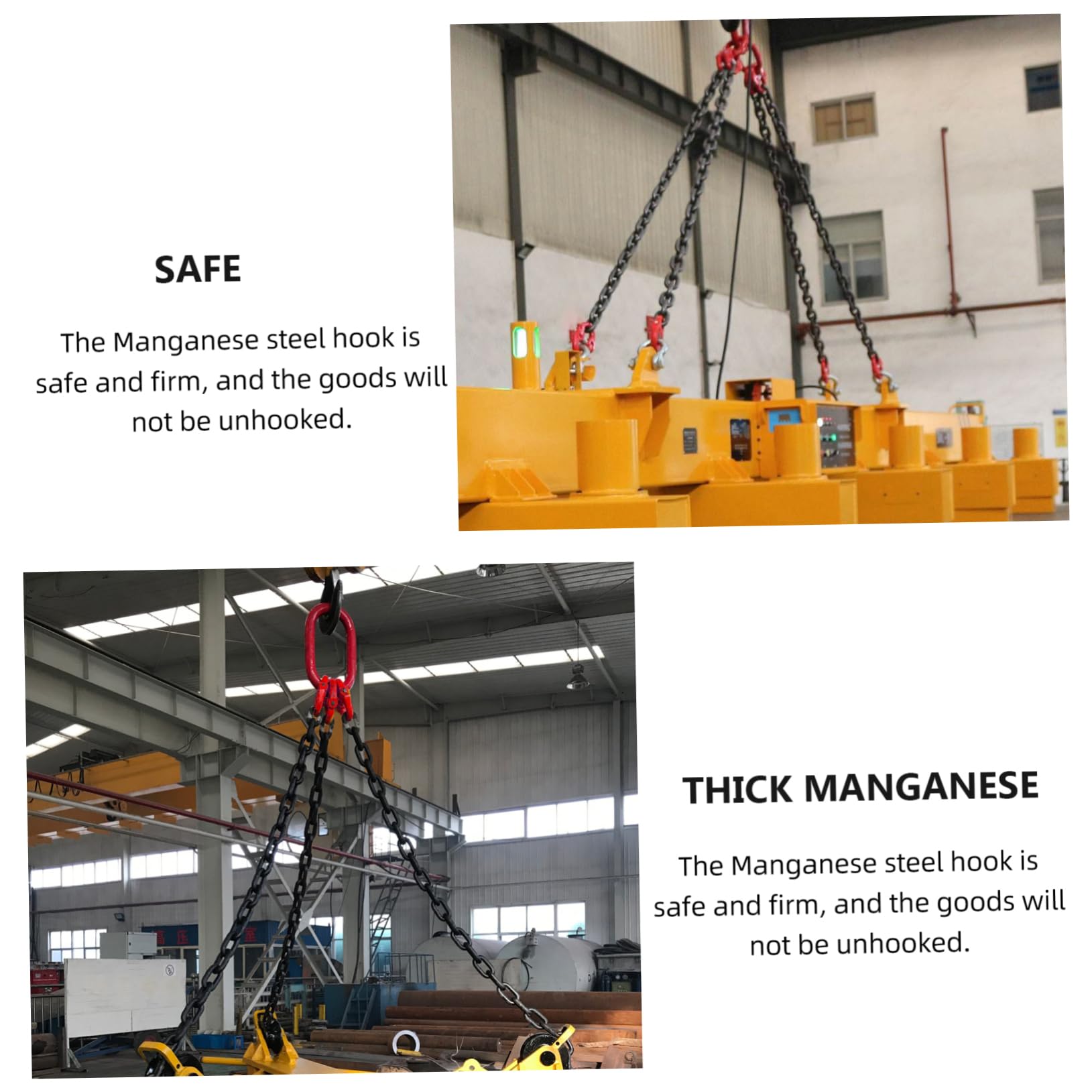 VILLFUL Lifting Sling Lifting Chains with Hooks Leg with Grab Hook Single Leg Lifting Chain Cant Hook Adjustable Lifting Heavy Duty Lifting Single Leg with Grab Chain Sling Manganese Steel