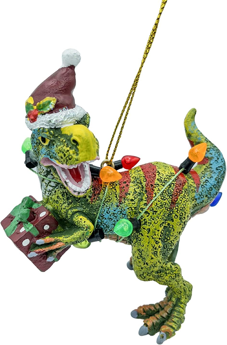 Dinosaur Christmas Tree Ornament T Rex Covered in Lights for Kids - Image 2