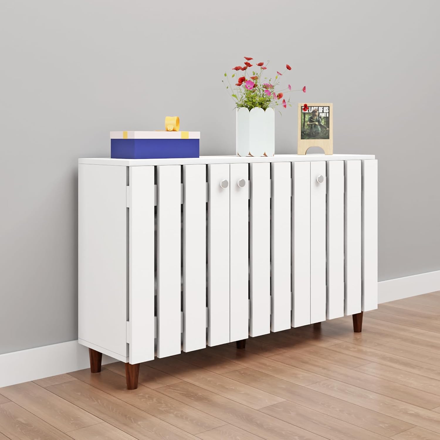 VIKI | Shoe Rack with 3 Window Pattern Ventilated Doors, Shoe Storage,Shoe Cabinet for Hallway, Organizer Unit for Entrywa