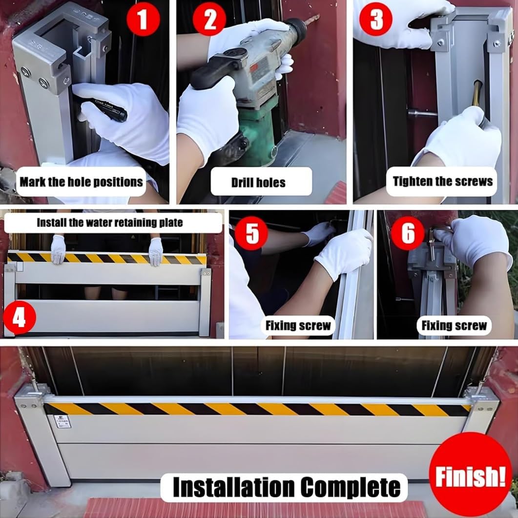 YVYKFZD Reusable Flood Barriers, Aluminum Flood Protection Barrier for Home, Garage Door Water Barrier, Removable Temporary Dams, Dam Easy Water Stopper Panel Shield(H 2.62ft(80cm),10ft(304.8cm))