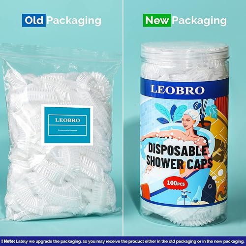 Miniatura 4 de LEOBRO Gorro de ducha, gorro de ducha desechable grande, 100 piezas de gorro de ducha grande para mujeres, gorras de plástico grueso impermeable