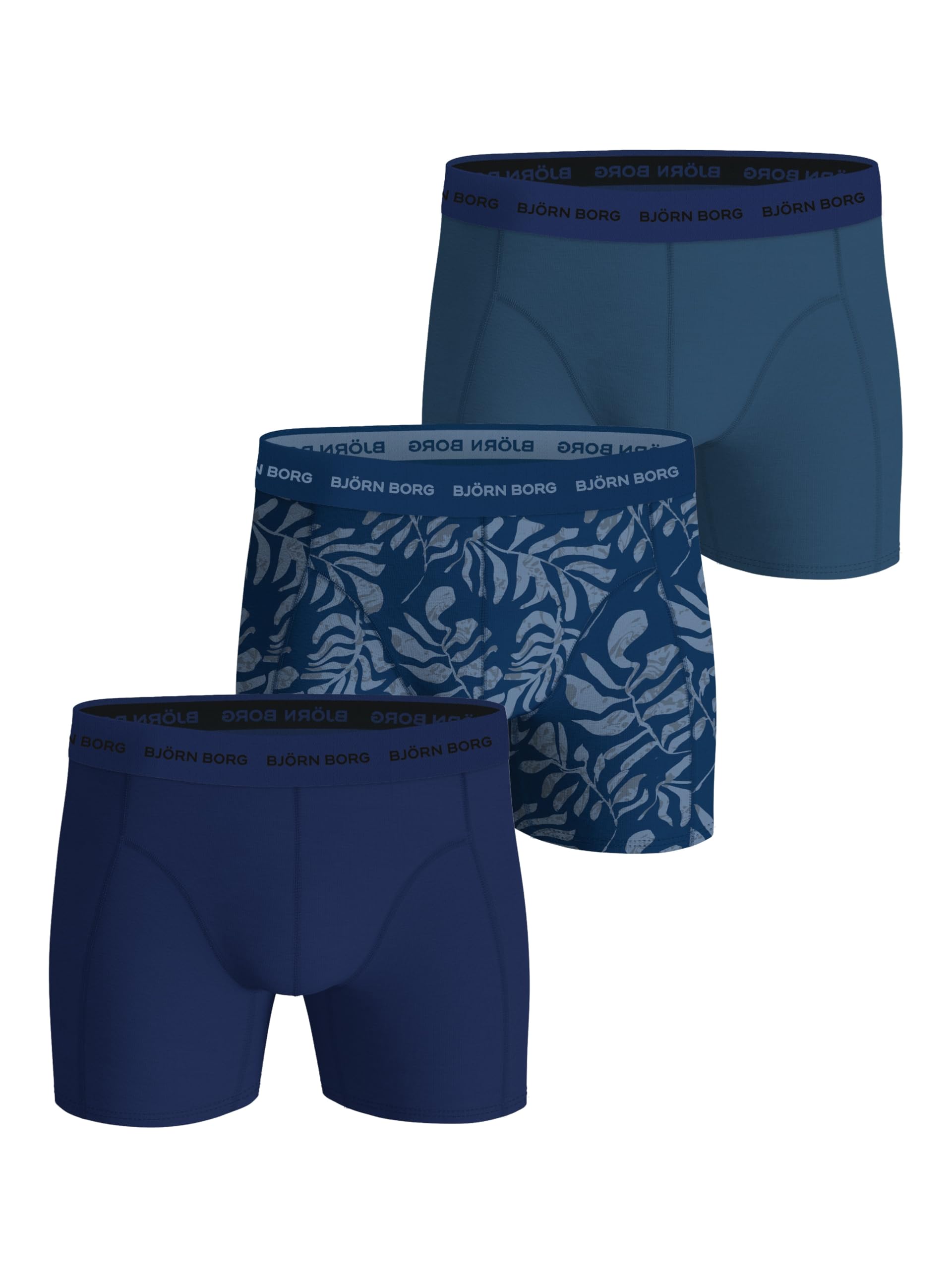 Björn Borg Men's Blue Cotton Stretch Boxers 3-Pack L
