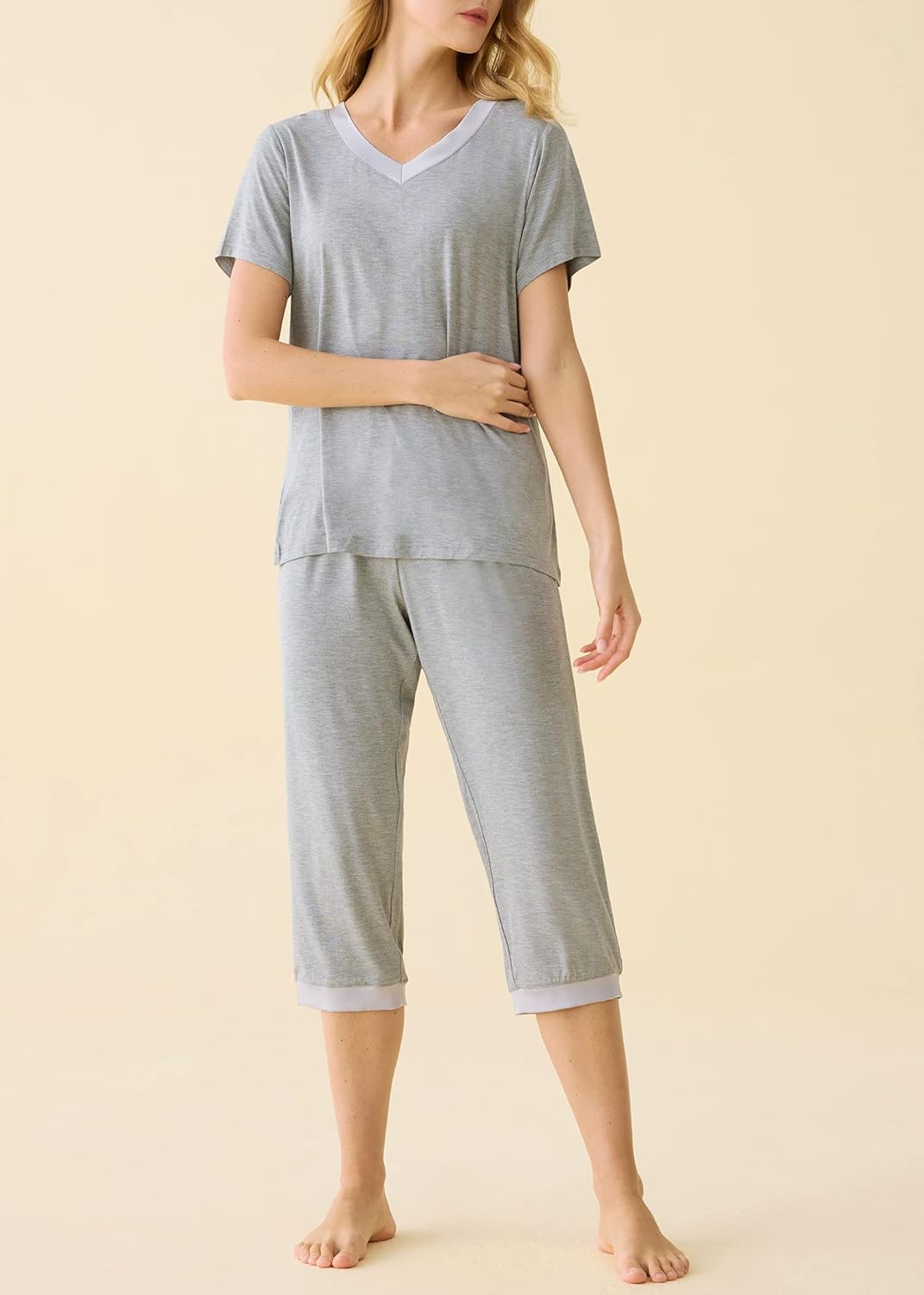 Latuza Women's Sleepwear Tops with Capri Pants Pajama Sets - Image 7