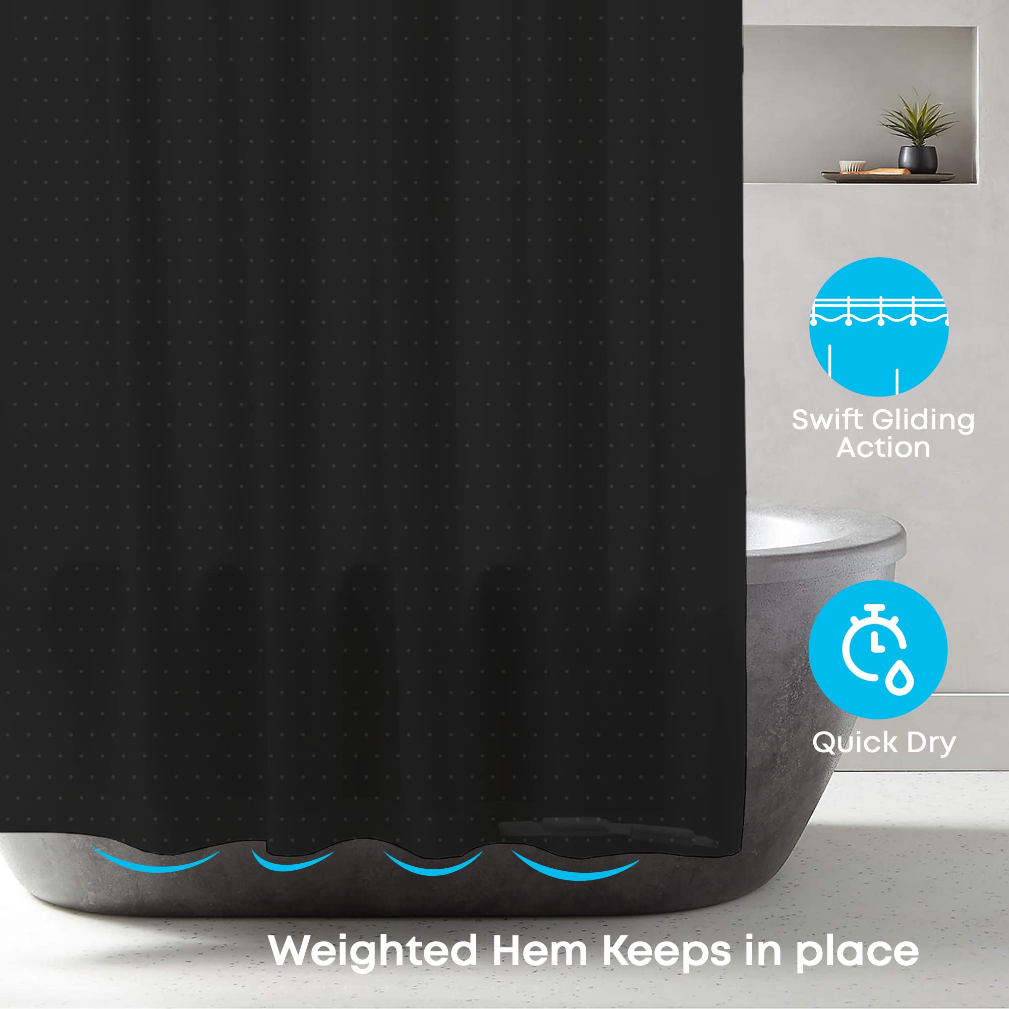 Blue Canyon Diamante Shower Curtains, Diamante Black, W 70.9" x L 70.9" (1 Panels) - Image 3
