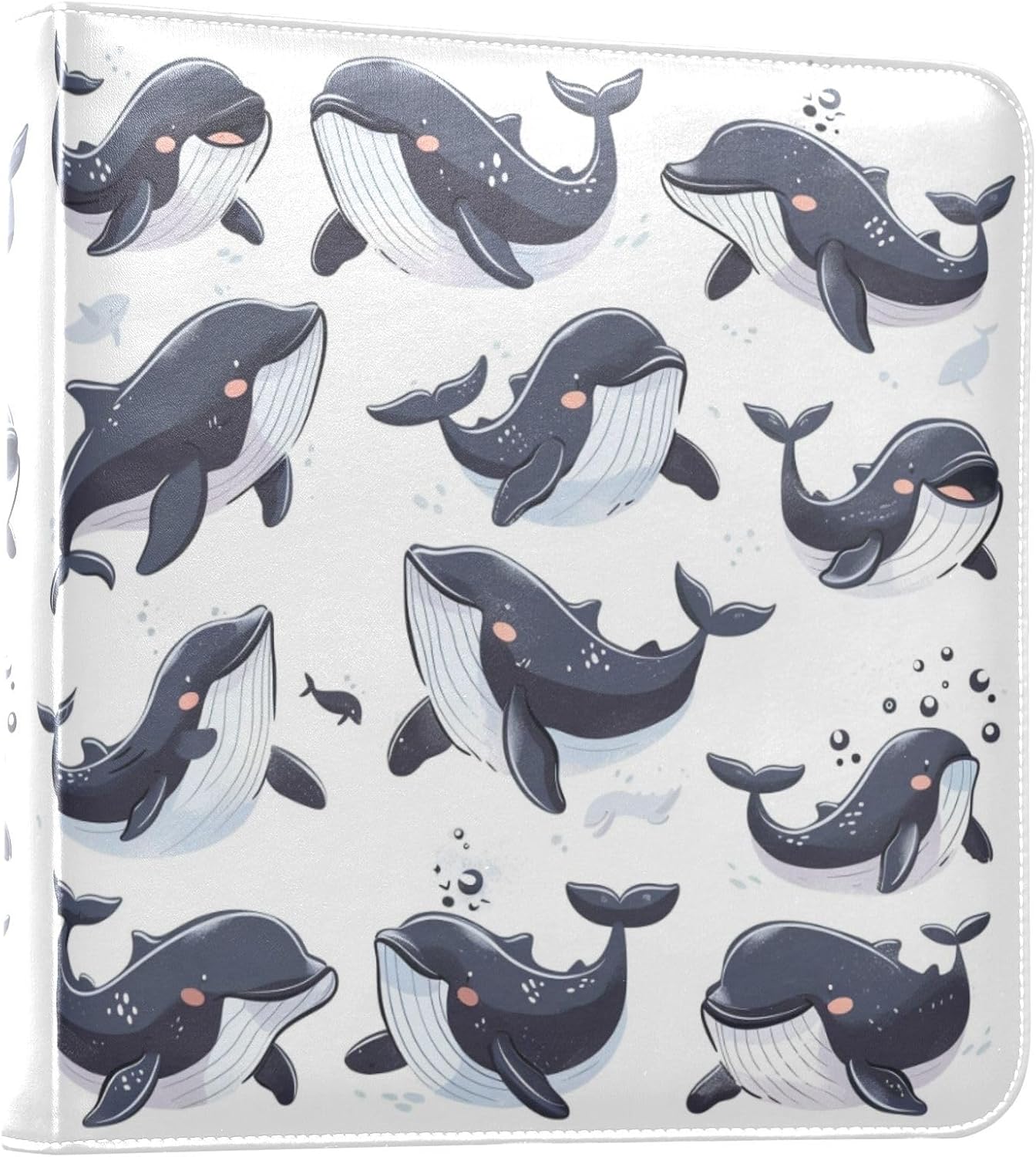 JIPONI Cute Killer Whale Large Photo Album, DIY Leather Cover Scrapbook Albums for 4x6 5x7 6x8 Pictures, Self Adhesive Memory Book for Wedding, Baby, Family