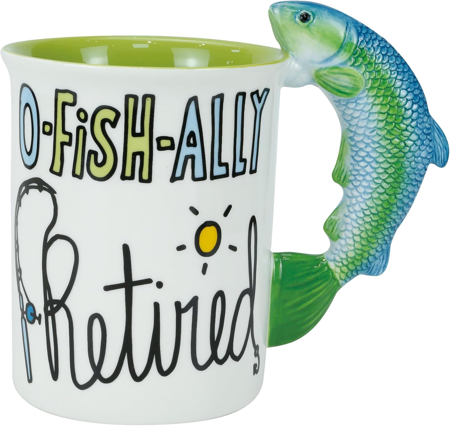 Enesco Our Name is Mud O-Fish-Ally Retired Going Fishing Sculpted Handle Coffee Mug, 16 Ounce, Multicolor