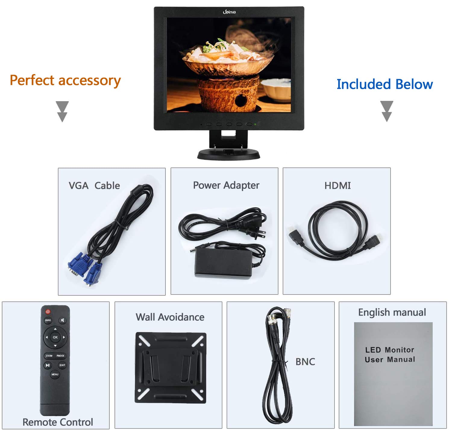 12 pollici Monitor CCTV Display Sicurezza Schermo telecamera di sicurezza Multifunzione HDMI AV BNC VGA Ingresso interfaccia USB monitor del computer Risoluzione 800x600