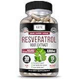 Kaya Naturals - Resveratrol Capsules - Anti Aging Supplement - Antioxidants with Brain Support - Maximum Benefits - 30 Veggies Capsules