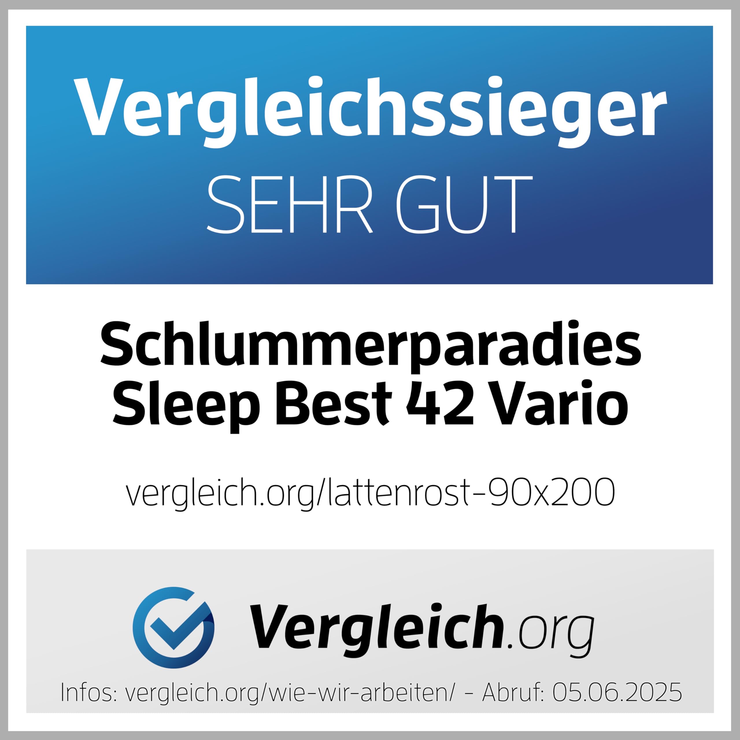 stabiler Lattenrost 100% BUCHE Lattenrahmen - Kopfteil verstellbar - SCHULTERFRÄSUNG, 7 Zonen, 42 Federleisten, Härte-Regulierung, Mittelgurt - VARIO SLEEP BEST 42® unmontiert (90x200cm)