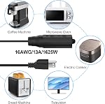 1 ft Short Power Extension Cord, HICITY 6 inch 3 Outlet Extension Cord, 3 Prong Grounded Wire, SJT 16 AWG Flexible Power Cord, 13 Amp, 125V, 1625 Watts, Black - 2 Pack