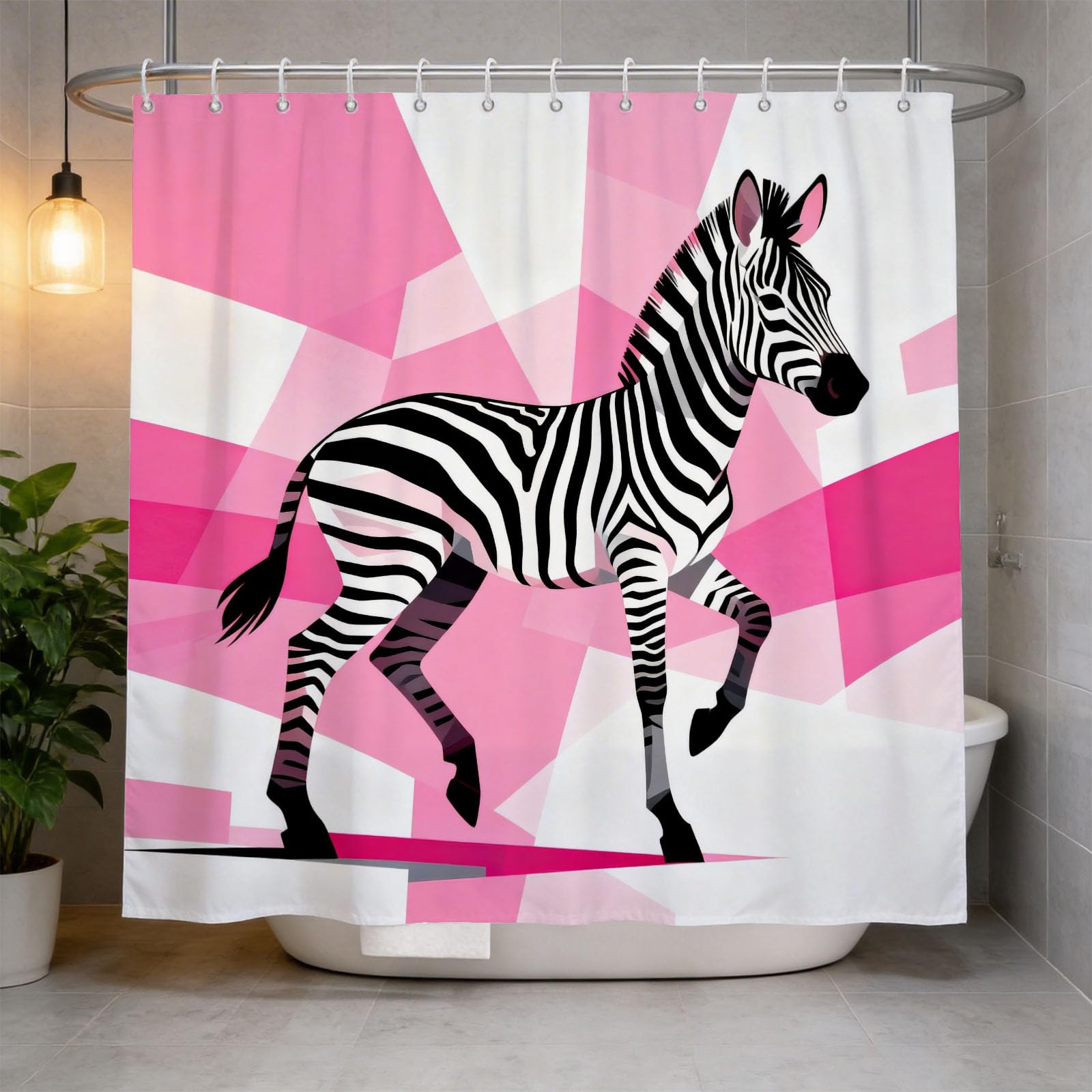 Hongduo 3D Cartoon Zebra Shower Curtain for Stalls Bathtubs Cute Bathroom Decor Shower Curtain Set Polyester Fabric Waterproof 180x200cm/71X79 Inch with Hooks