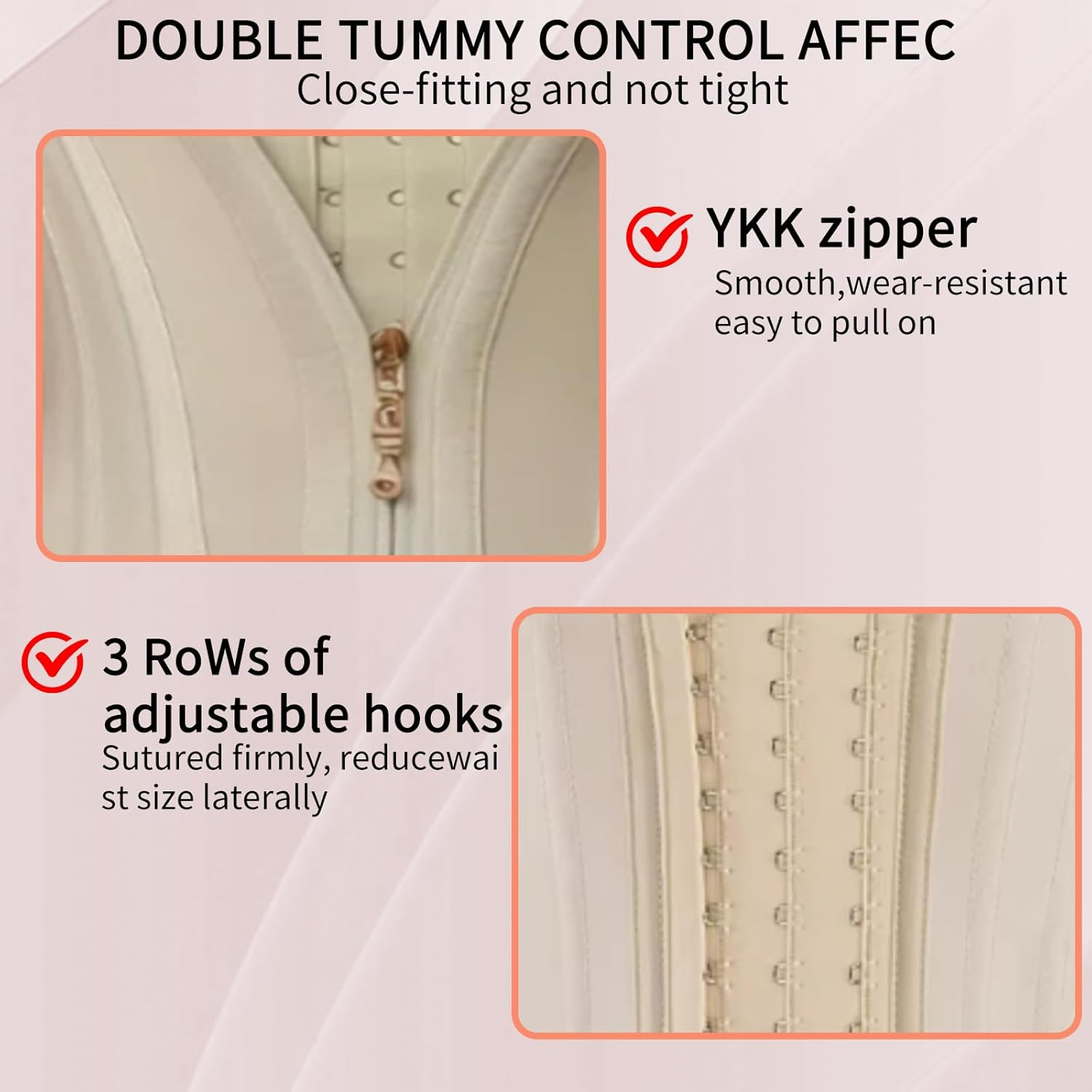 Waist Trainer for Women Tummy Control Sports,Workout Waist Cincher Corset Adjustable Shoulder Strap with Zipper Hook - Image 6