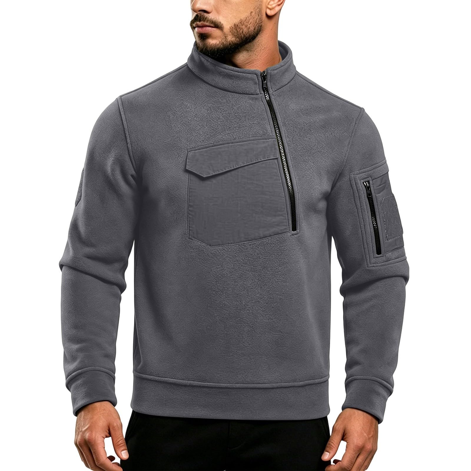 Felpa Uomo Comoda con Tasche Felpa con Zip Manica Lunga Casual e Morbido | Regular Fit Confortevole, Girocollo Essenziale, Maniche Lunghe e Finiture Elastiche per Libertà di Movimento Quotidiana
