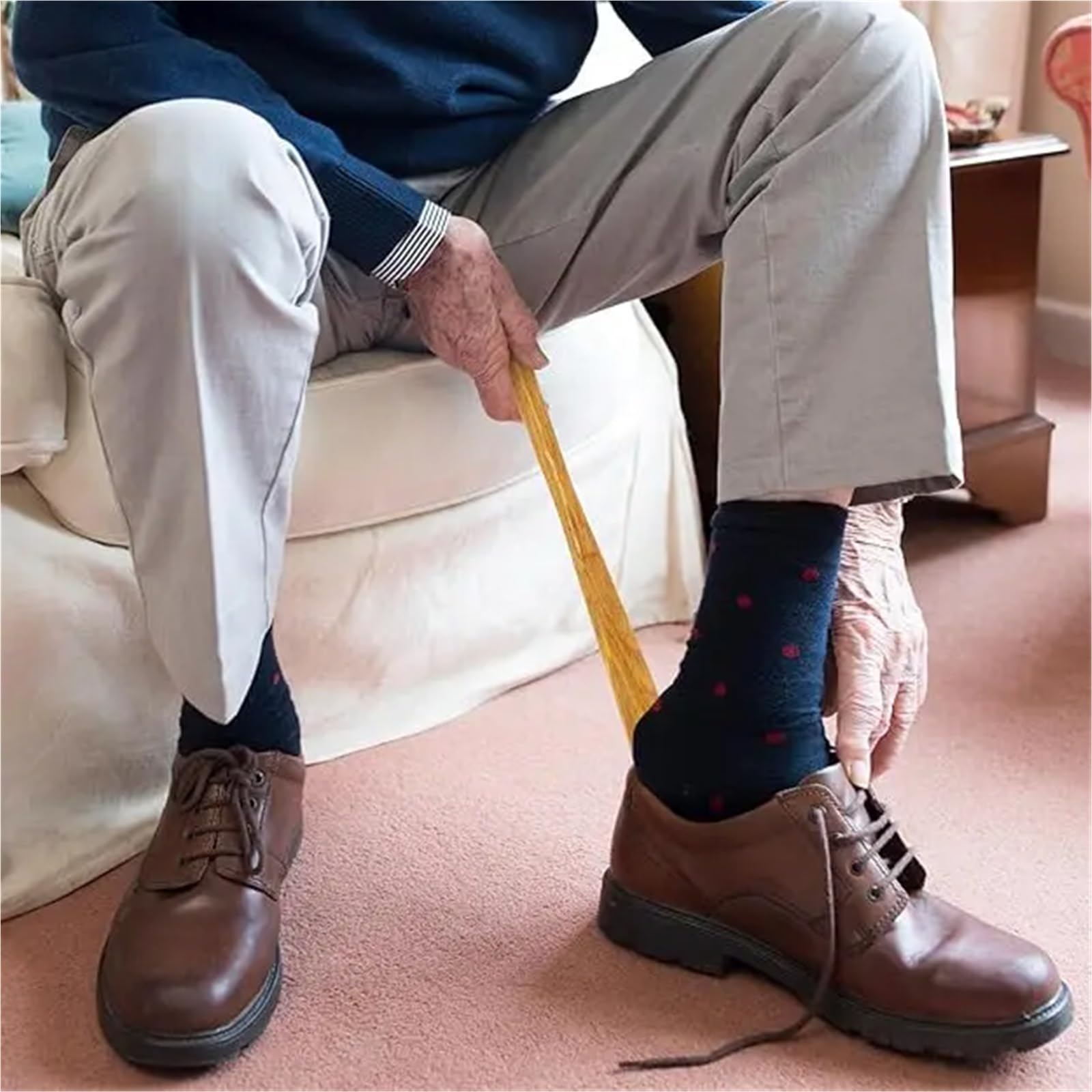 Cuerno de zapato con mango extralargo de madera de 54 cm for calzador for personas mayores