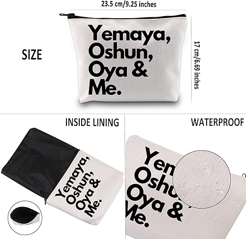 Miniatura 3 de O-risha regalo femenino O-risha Power Cosmetic Bag Maquillaje Bolsa Protección Power Gift Bookish Gift, Bolso blanco Oshun