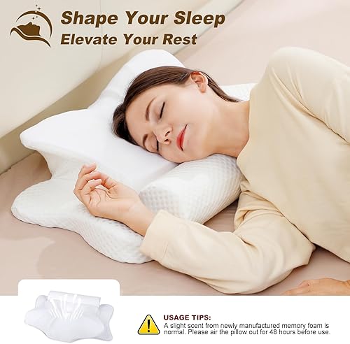 Miniatura 7 de Almohada cervical y cervical  2 en 1 almohadas ergonómicas, almohada de espuma viscoelástica con funda de almohada transpirable, almohadas
