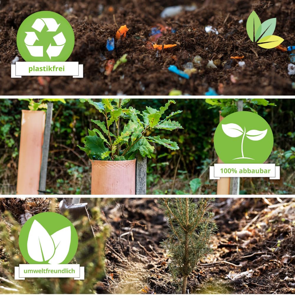 TUBEX Nature Wuchshüllen | 180cm | Ø 80-120mm | 5 Stück | biologisch abbaubar | plastikfrei | inkl. Kabelbinder