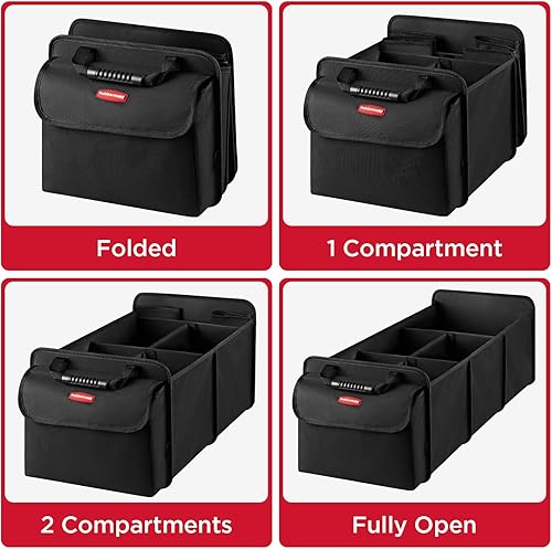 Miniatura 7 de Rubbermaid Organizador de automóvil, organizador plegable para maletero con tapa y bolsa enfriadora extraíble a prueba de fugas, organización de