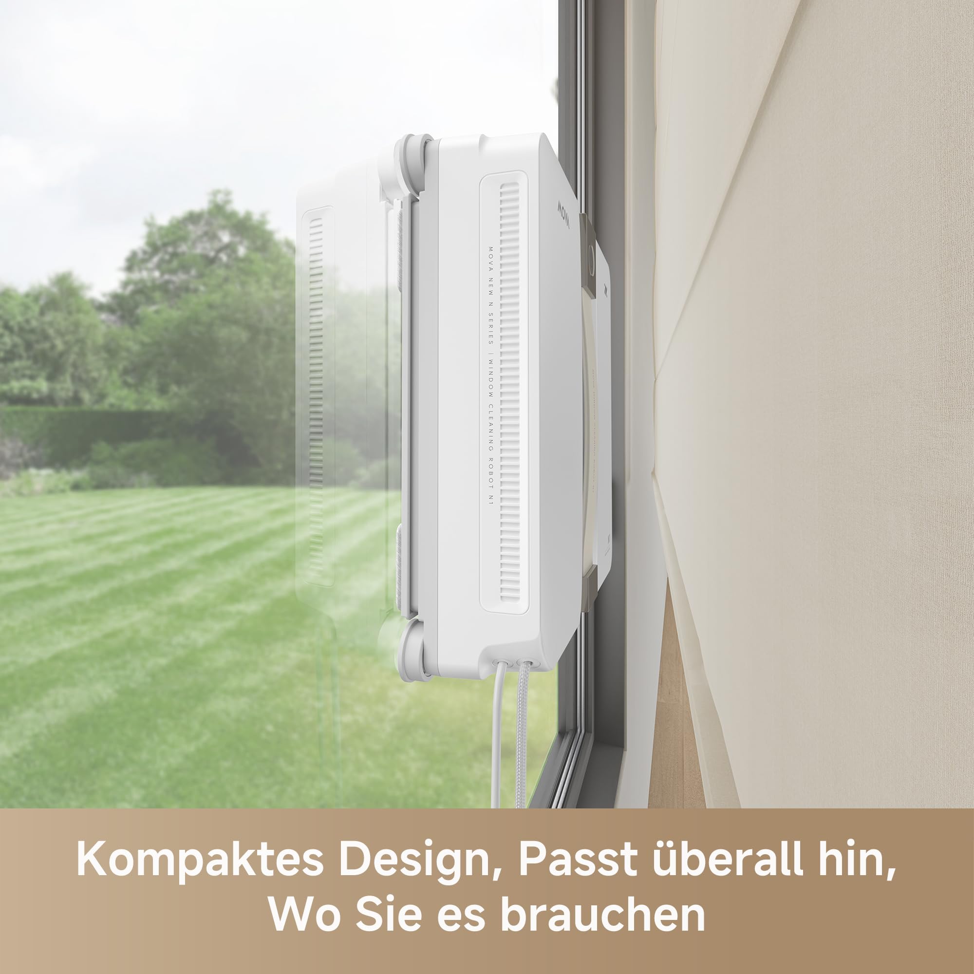 MOVA N1 Fensterputzroboter, kompakt, Dualflügel-Sprühreinigungssystem, 8000 Pa Saugkraft, Sicherheitsvorrichtung, intelligente Wegplanung für vollständige Abdeckung, All-in-One