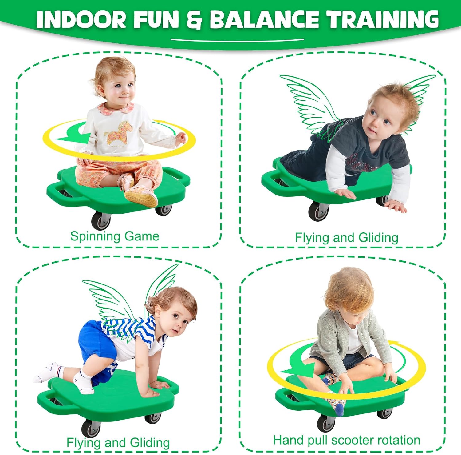 Kids Scooter Board with Safety Handles, Plastic Floor Scooter, Sensory Sitting Board, Gym Activities for Kids image 2