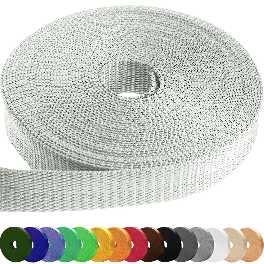 TECEUM 25 mm Webbing – Silver Gray – 23 m – Strong Webbing for Outdoors Indoors Crafting DIY (1” 25y) — image 1
