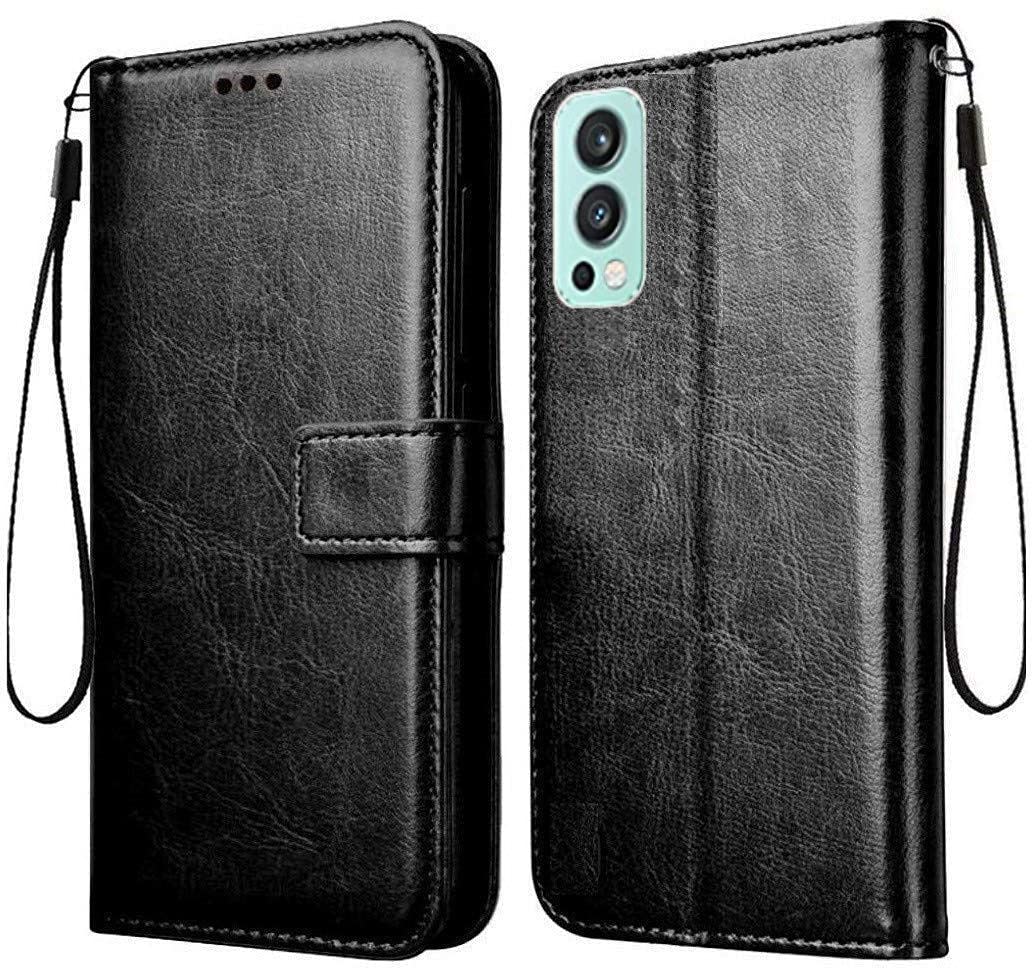GoldFox Leather Finish Black Colour Vintage Mobile Flip Back Cover Magnetic Closure Card & Cash Holder Pockets Wallet Case and Two Pices of Wire pro tec Tion Spring forNORD 2