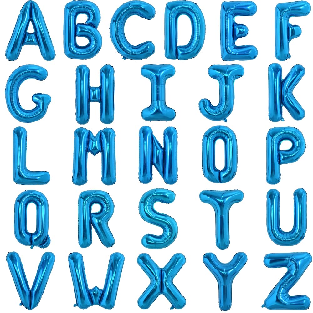 Photo 1 of TONIFUL Blue Letter Balloons 2 Set 16 Inch A-Z Custom Alphabet Banner