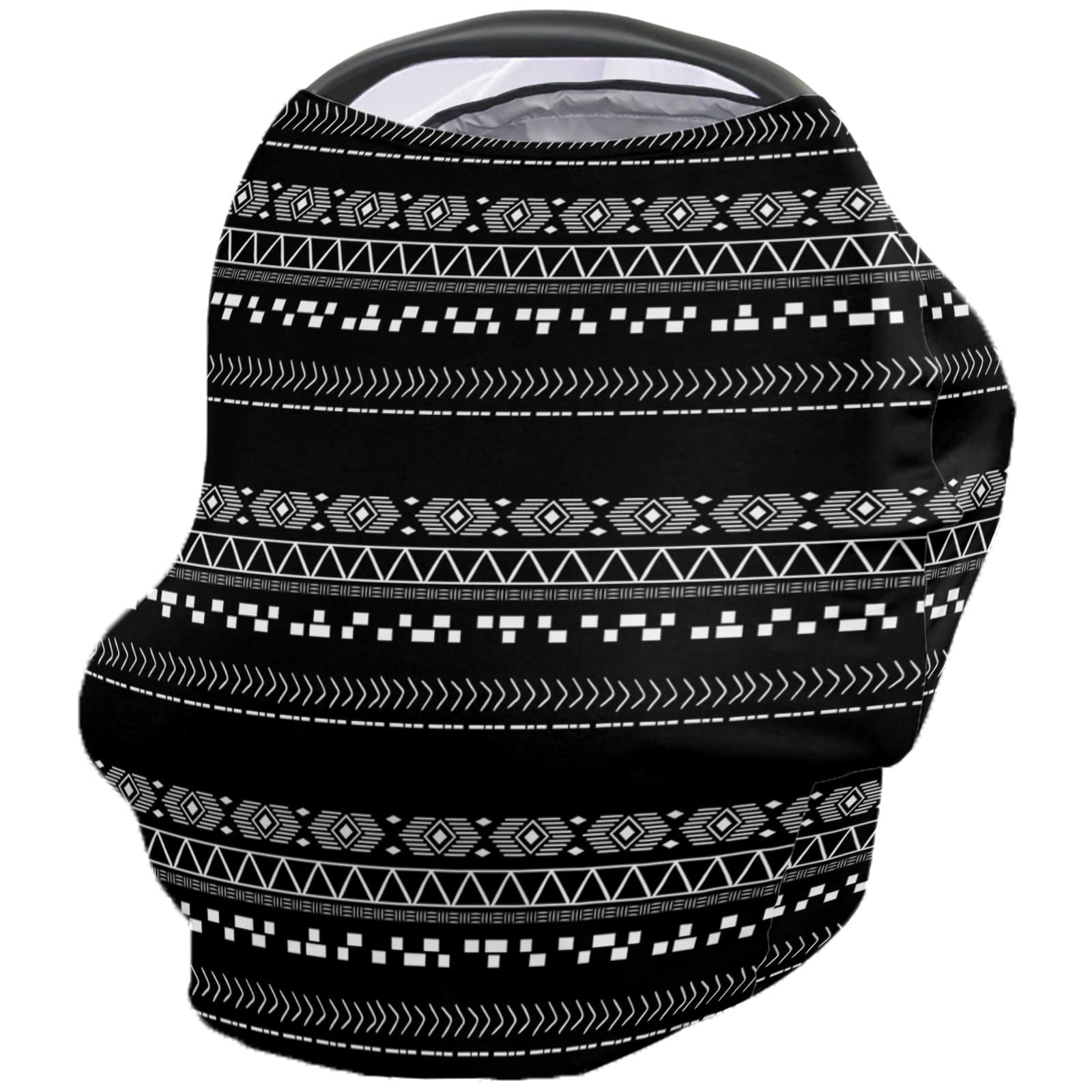 Nursing Cover for Breastfeeding Scarf, Retro Hand-Drawn Texture Black White Baby Car Covers Super Soft Multi Use for Canopy Shopping Cart Cover Blanket Stroller Cover