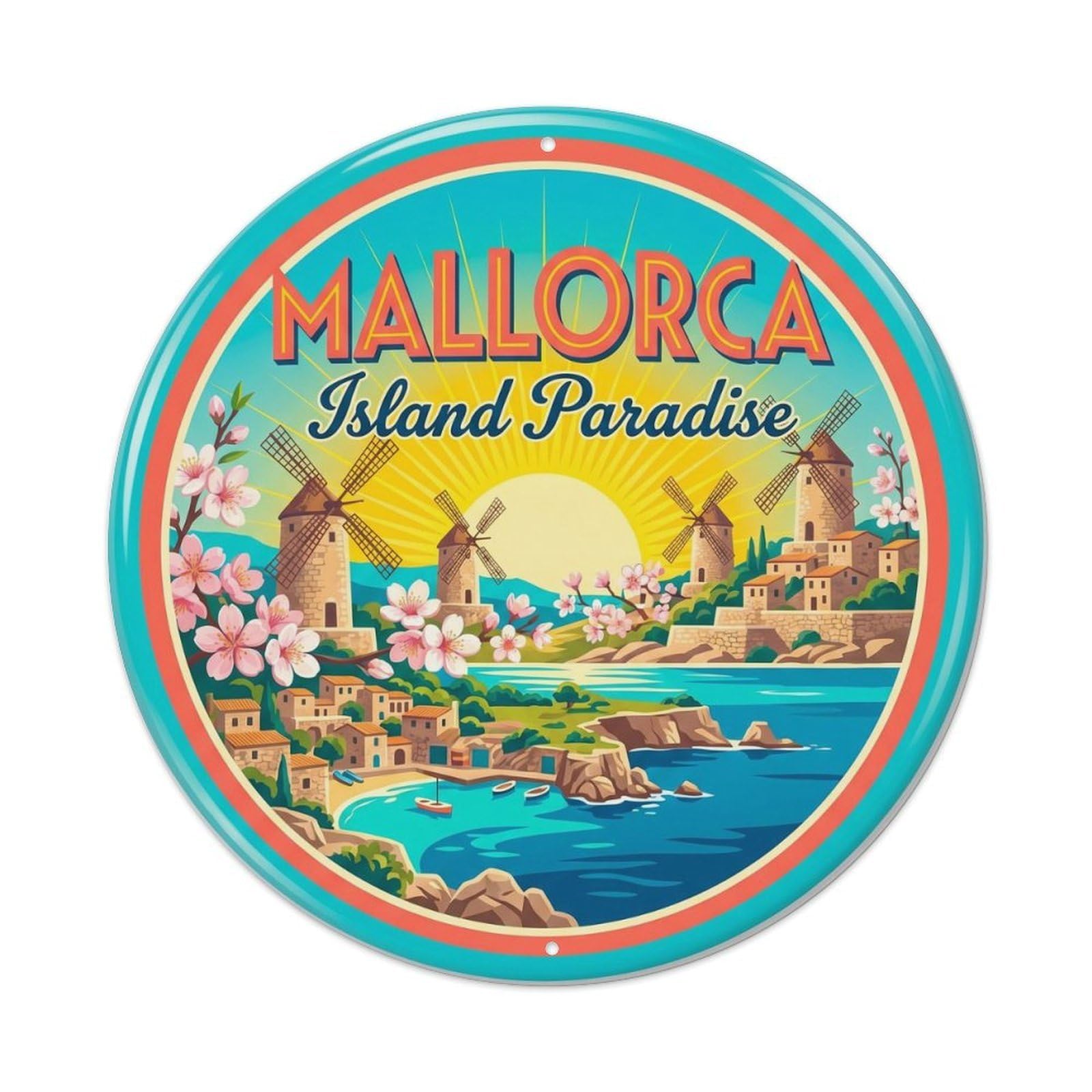 Vintage Travel Balearic Island Spain Metal Tin Sign Plaque
