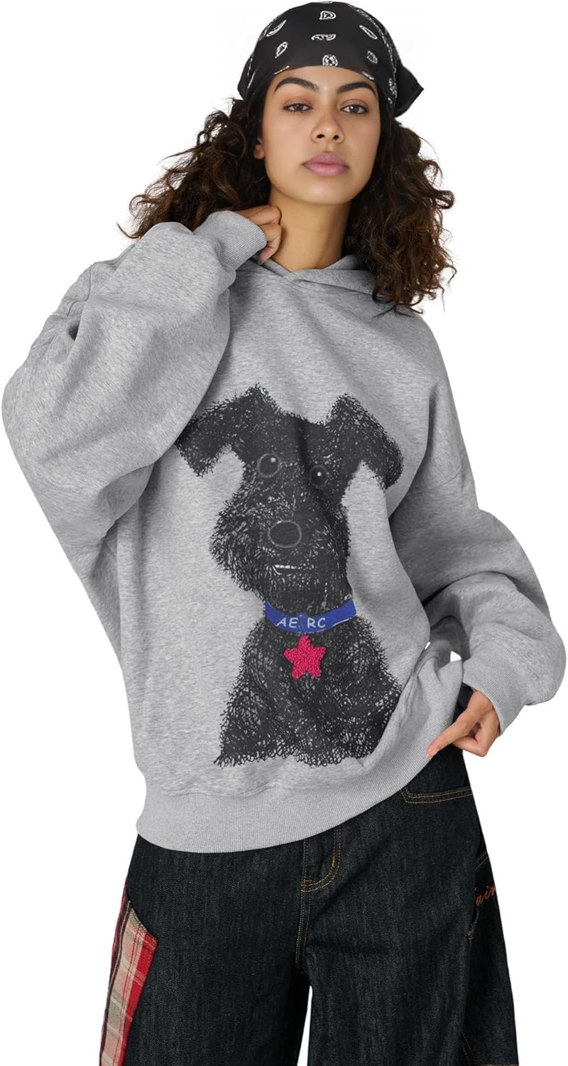 Aelfric Eden Dog Graphic Hoodie Oversized Cute Star Sweatshirt Unisex Y2k Casual Hooded Pullover - Image 3